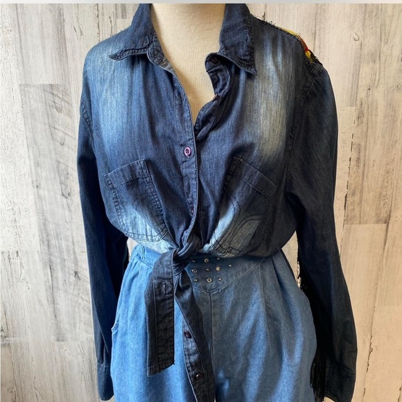 Up cycled denim blouse size large - Picture 2 of 5
